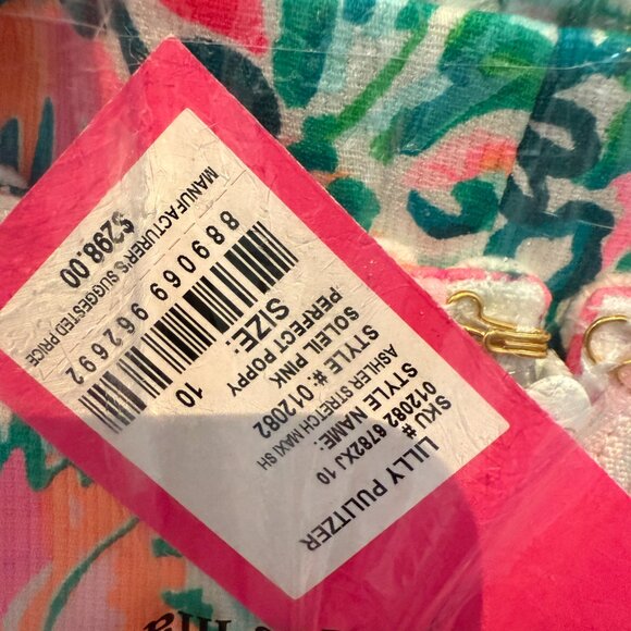 NWT LILY PULITZER 10 Ashler Stretch Maxi Sheath Dress Soleil Pink Perfect Poppy - Picture 4 of 4